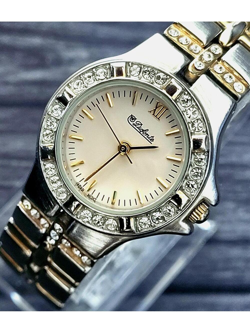 Rare Vintage Dufonte Woman's Diamond Bezel Enamel Dial Watch
